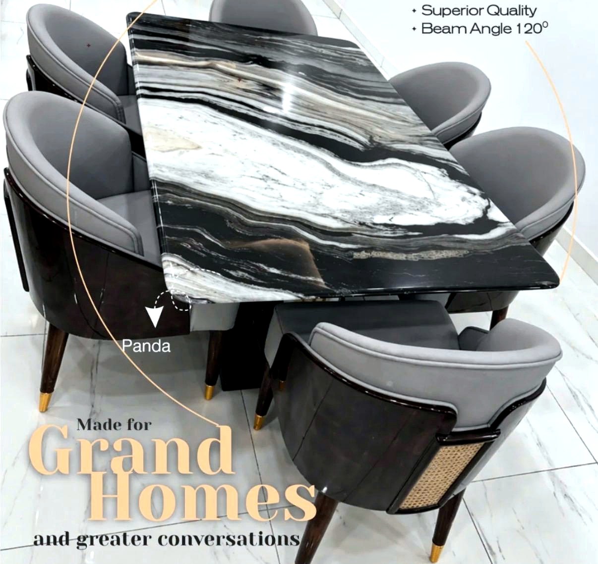Aura Panda Marble Dining Table - Panda Marble